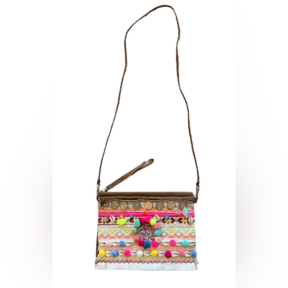 Unbranded Boho Beaded Multicolor Crossbody Bag.